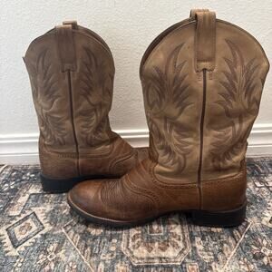 Ariat Heritage Brown Leather Western Boots Mens Rodeo Cowboy Sz 13 D